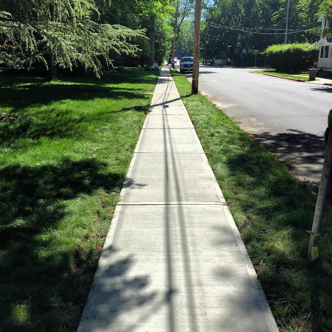 Poured concrete sidewalk